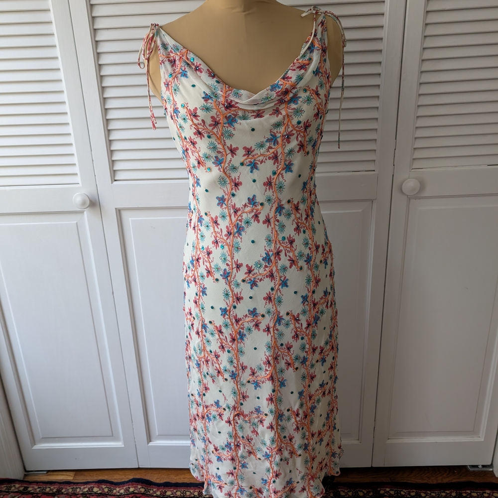 Laundry By Shelli Segal Floral Midi Dress -Cream, Coral, Turquoise